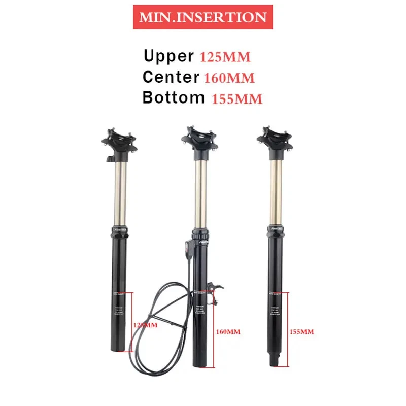 Tijas de sillín ajustables 30,9/31,6 mm MTB 440 mm cable de enrutamiento interno tubos de asiento Foto 4 de 4