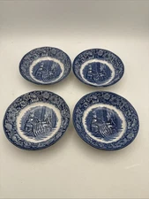 Liberty Blue Betsy Ross Dessert Berry Bowl 5” Dish Made In England Set of Four