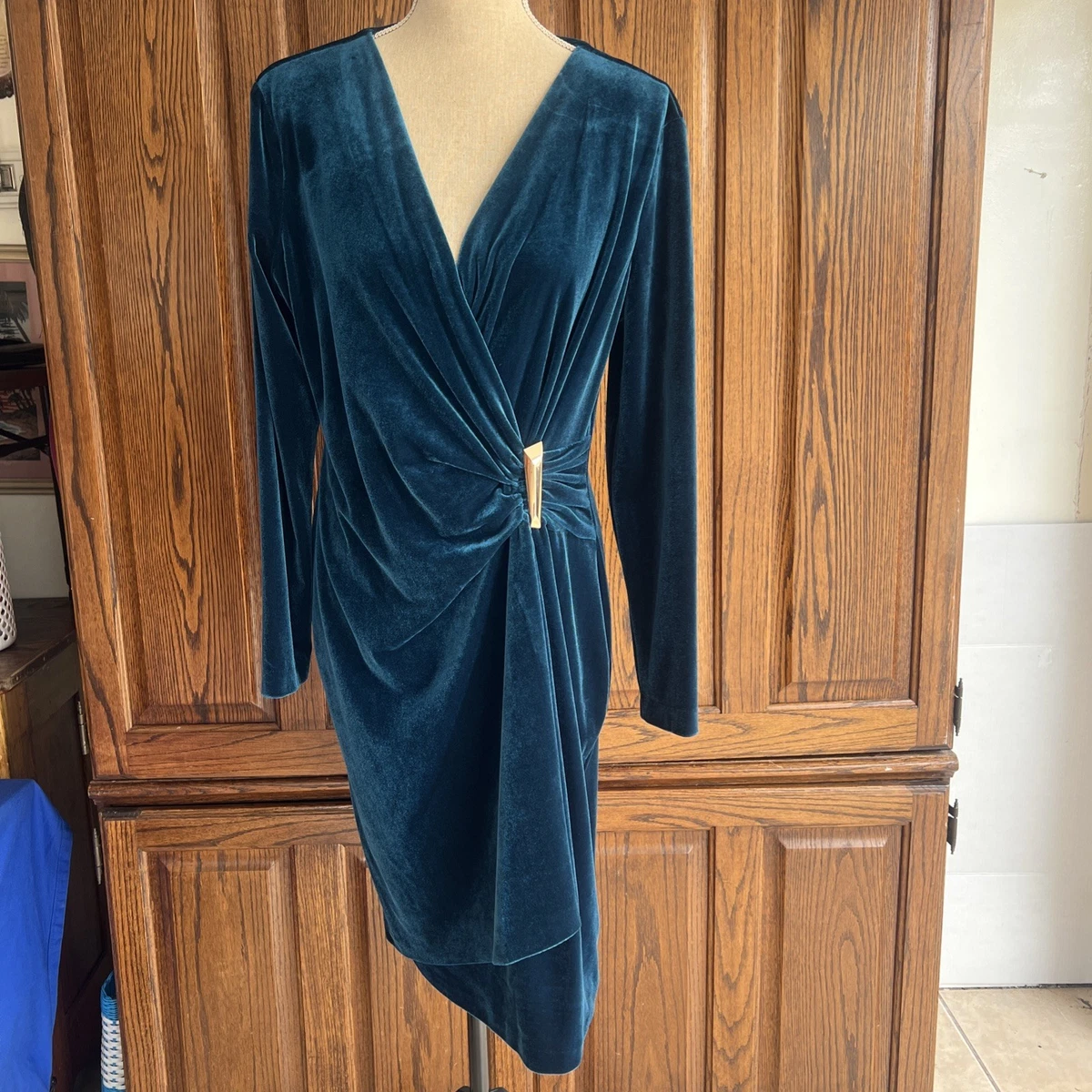 calvin klein blue velvet dress Light Blue Glitter Maxi Dress With Bow Detail main image 1