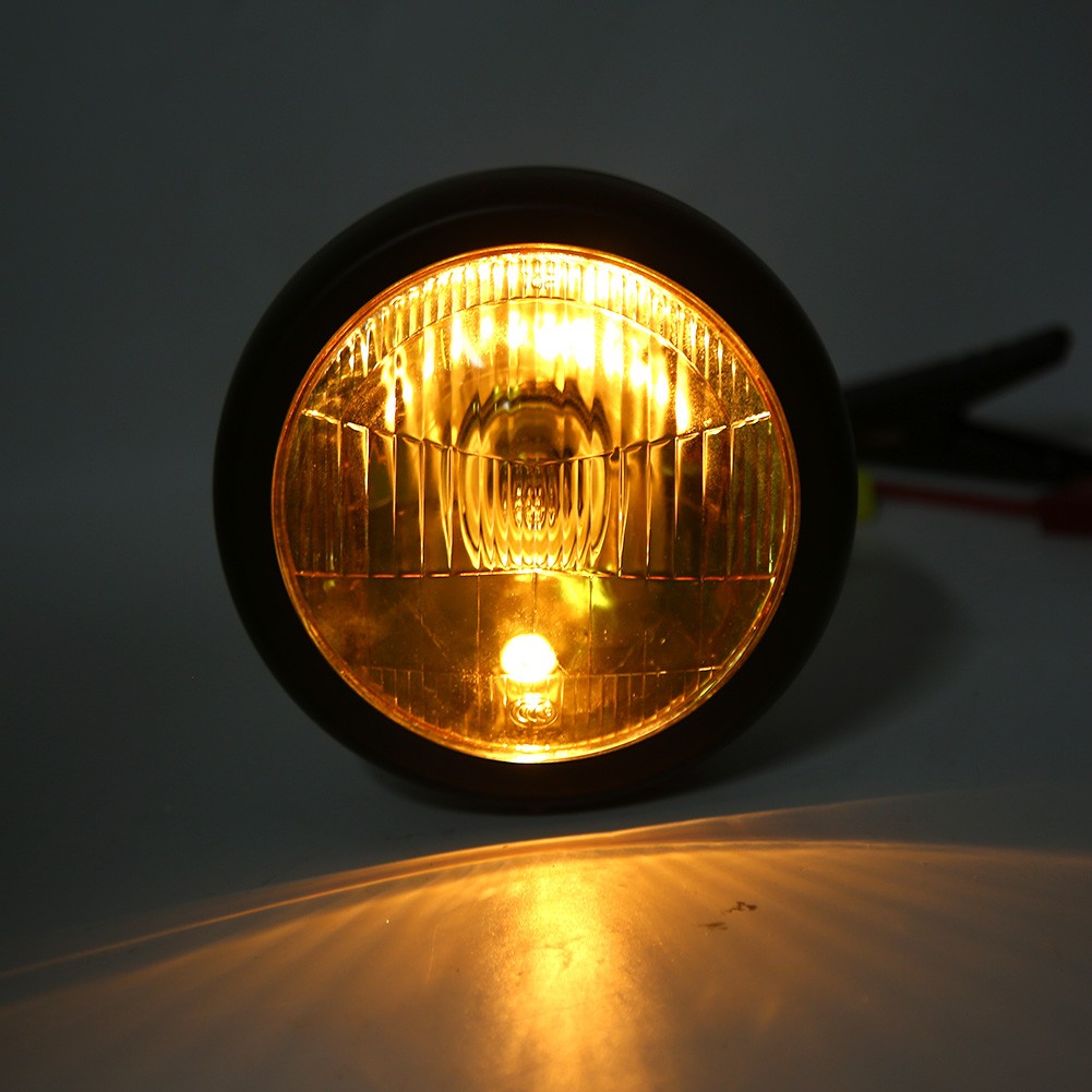 Car Yellow Motorcycle Retro Grill Headlamp Front Headlight With Lampshade Grill