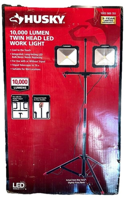 #ad Husky 10000 Lumen Twin Head LED Work Light On Tripod Model 1003 989 701 $60.00