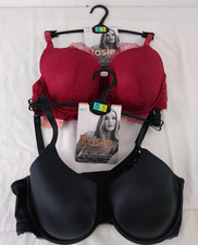 M&S x Rosie Women's Bras Size 36D 2Pcs Black Red Contourwear Demi Cup NEW