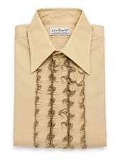 Vintage Lion of Troy Shirt Medium Beige Formal Ruffle 70s Tuxedo Long Sleeve