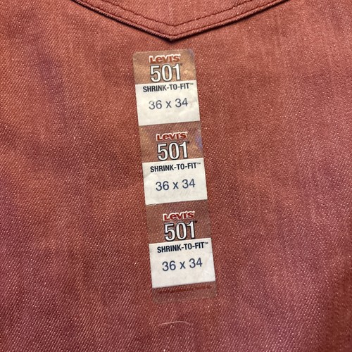 Jeans Levi's 501 uomo taglia 36X34 rosso sbiadito grezzo denim non lavato restringente per adattarsi nuovo - Foto 7 di 9