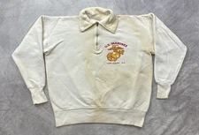 Vintage 50s 60s US Marine Corps 1/4 Zip Sweatshirt Size M/L Rare Camp Lejeune NC