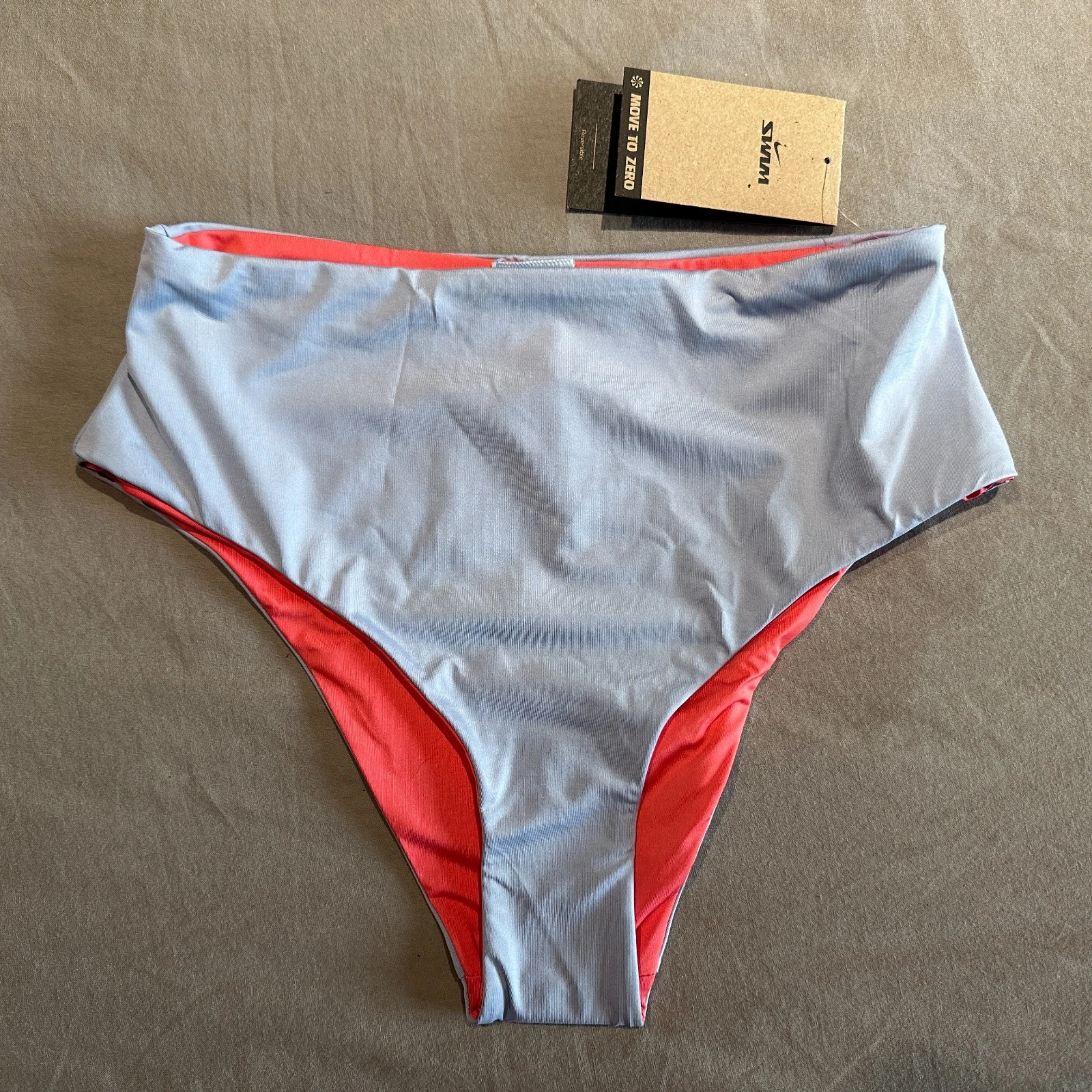 Nike High Waisted Reversible Bikini Swim Bottoms Blue Pink Womens Medium