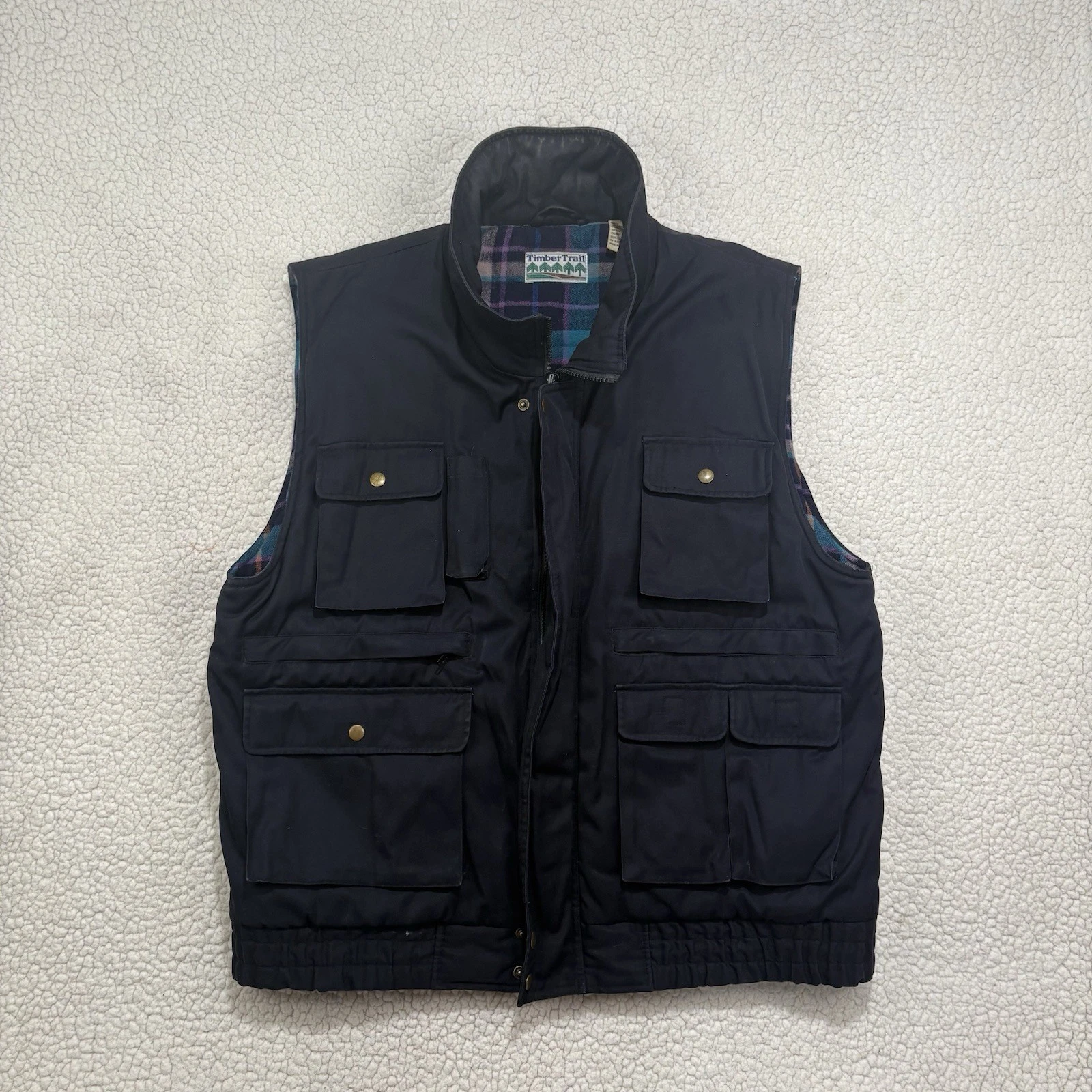Vtg 90s TIMBER TRAIL Insulated Camp Utility Vest Sz L Hunting Fishing Outdoors
