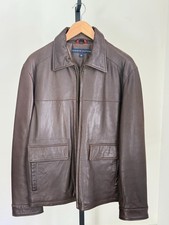 TOMMY HILFIGER MEN'S BROWN GENUINE LEATHER JACKET NEW SZ M