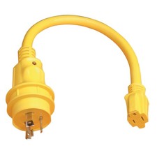 30A 125V Pigtail Adapter - Secure Dockside Boat Power Connection in Yellow