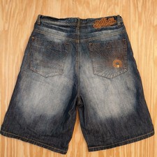 Vintage Akademiks Y2K Baggy Jean Shorts Jorts Embroidered Sunburst Men  s 36