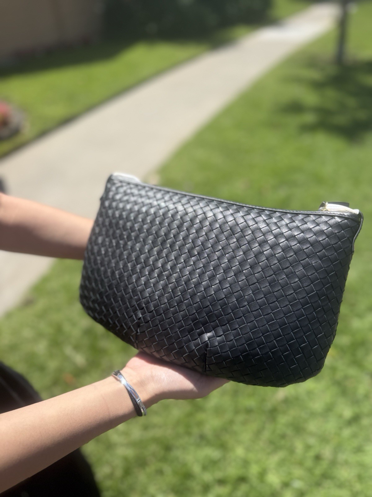 NEW Quince Italian Handwoven Leather Mini Shoulder Bag- Black (Free Shipping)