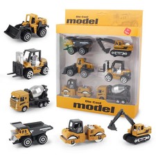 6pcs/set Alloy Engineering Truck Toy Car Classic Construction Model Vehicle Load