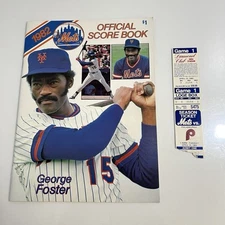 New York Mets Ticket Stub 4/13/1982 Home Opener Kingman HR vs. Phils, Score Book