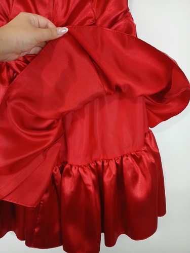 Vintage 80's Red Corset Prom Formal Dress Size 5 Ruffles Straps Party Cocktails - Picture 8 of 14