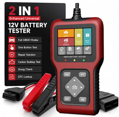 Escáner OBD2 2 en 1 con Tester Batería 12V Diagnóstico y Lector Códigos Motor
