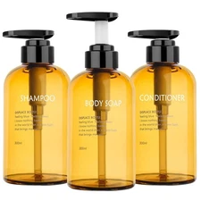 3pcs Refillable Shampoo and Conditioner Bottles, 10oz/300ml Shampoo Condition...