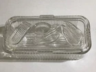 Vintage Federal Glass Ribbed Oblong Refrigerator Dish With Lid 8 inches Embossed