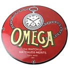 Vintage Omega Watches Porcelain Sign - Swiss Made Store Display Gas Pump Sign
