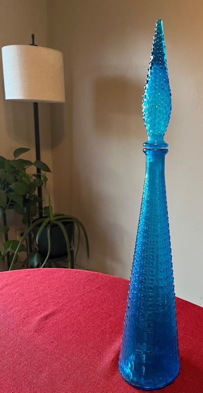 Vintage Italian Aqua Blue Genie Bottle 22.5”