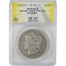1879 CC VAM-3 Capped Die Morgan Dollar VG 10 Details ANACS SKU:CP114