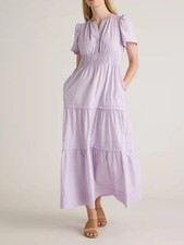 Quince 100% Organic Cotton Poplin Tiered Maxi Dress in Pastel Lilac Size XL