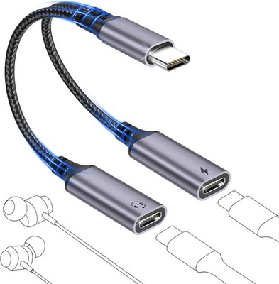 USB C Splitter 1 zu 2, USB C Kopfhörer Adapter und Laden Dongle 2 in 1