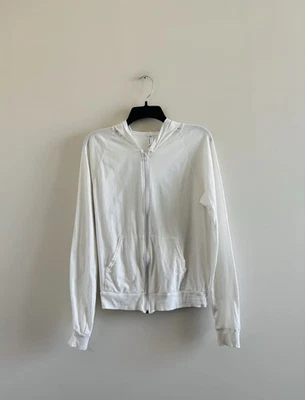Chaqueta American Apparel Blanca Con Capucha Cremallera Completa Algodón Mujer S Preppy Tenis Retro - Imagen 1 de 4