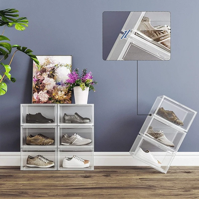 -20x Premium Shoe Box Sneaker Display Storage Case Clear Plastic Boxes Stackable - image 2 of 4