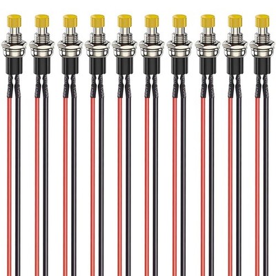 Gebildet 10pcs 7mm 3V-6V-12V-24V-230V/1A Prewired Mini Momentary Push Button,...