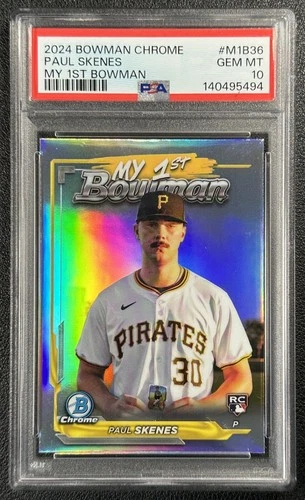 PAUL SKENES PSA 10 2024 BOWMAN CHROME #M1B-36 ROOKIE MY 1ST BOWMAN REFRACTOR RC