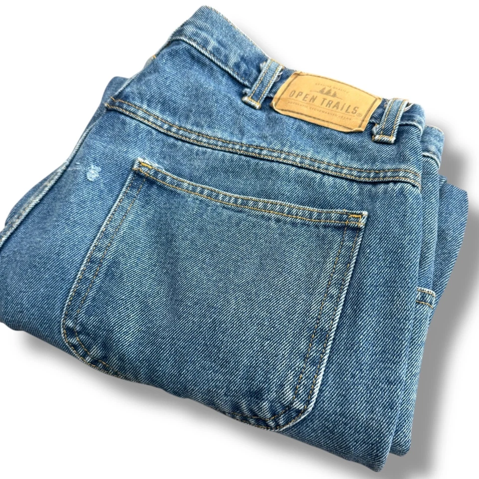 Open Trails Jeans Mens 38x32 (fits 36x25) Denim Relaxed Fit Vintage Distressed - Image 2 of 4