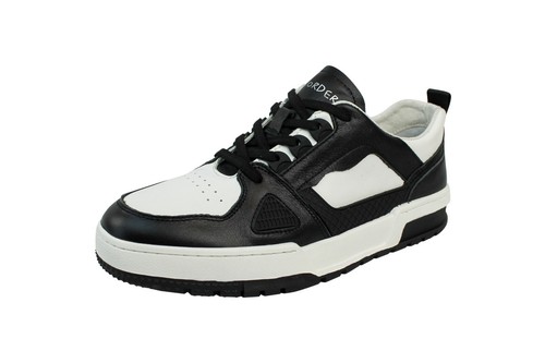 Exclusive Men's Genuine Leather Fashion Suit Sneakers Black & White Lace Up Shoe - Picture 12 of 12