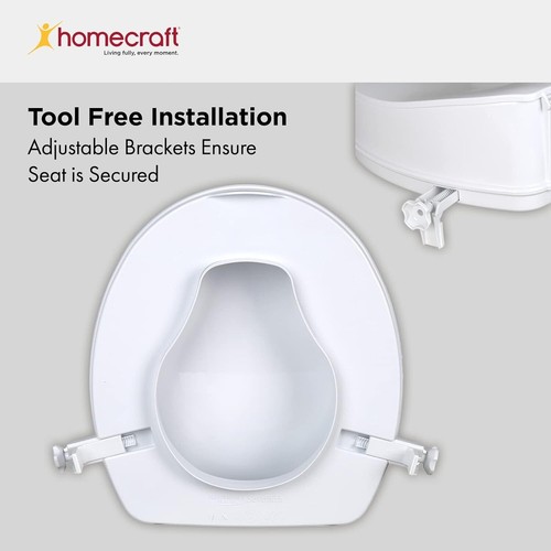 Homecraft Savanah Raised Toilet Seat, 10Cm High with Lid, Elevated Toilet Seat L - Picture 4 of 6