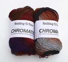 NEW Lot of 2 Knitting Fever Chromatic Multicolor Wool Blend Yarn Self-Striping