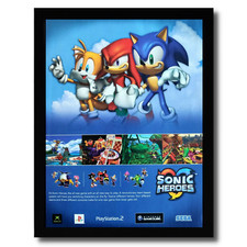 Anuncio/póster impreso enmarcado de Sonic Heroes oficial original PS2 Xbox Gamecube arte SEGA