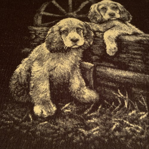 Vintage Reversible Blanket Throw Dog Puppies Cocker Spaniel 70” X 54” - Picture 2 of 4
