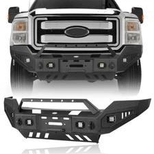 Fit 2011-2016 Ford F250 F350 Full Width Front Bumper w/Skid Winch Plate & Light