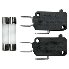 W10727360 Microwave Oven Door Switch 16A 125/250V and Slow-Blow Ceramic fuses 2P