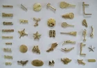 High School Letterman Jacket Pins - Varsity Gold Silver Tone Metal New