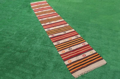 Tapis Turc 28''x150'' Oriental Rug Runner Kilim Corridor Kilim Hallway Rug - Photo 1/4
