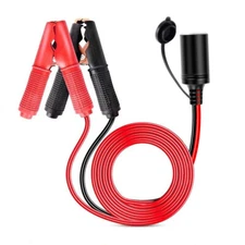 13FT Car Battery Alligator Clamp Clip Cigarette Lighter Power Adapter Socket 12V