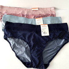 NEW Warner's 3 Pairs Hipster No Muffin Top Panties 3XL/10 Multi-Color 5609J NWT