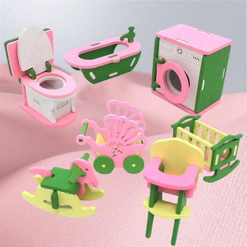 1Set Wooden Furniture Dolls House Room Family Miniature Toys Kids child Gifts - 第 7/22 張圖片