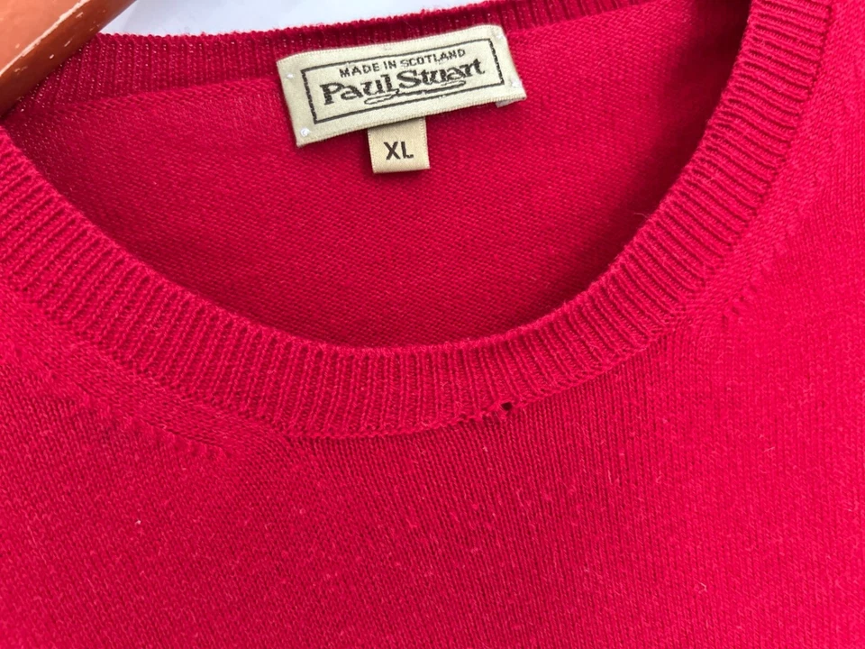 Paul Stuart Red Wool Crewneck Sweater Made In Scotland XL Mens - Image 3 of 4