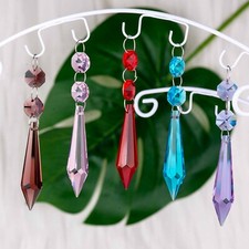 12pcs 2.5" Crystal Icicle Pendant Chandelier Prisms Drops Lamp Curtain DIY Parts