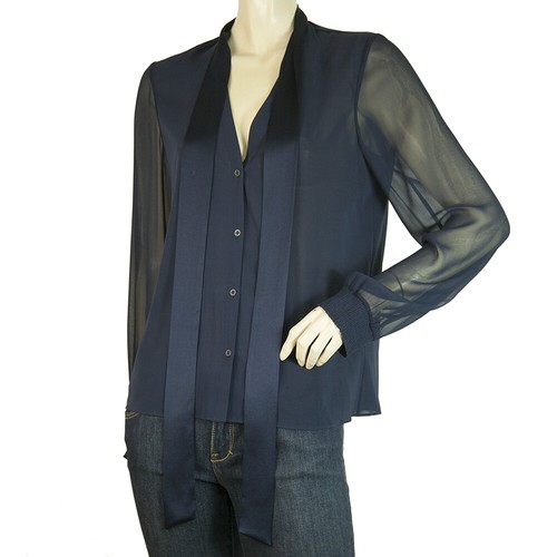 Alice + Olivia Blue SIlk Sheer Long 