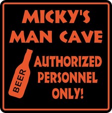 Personalized MAN CAVE Sign #4 Men Only Bar Beer Den Garage Wall Decor USA Made