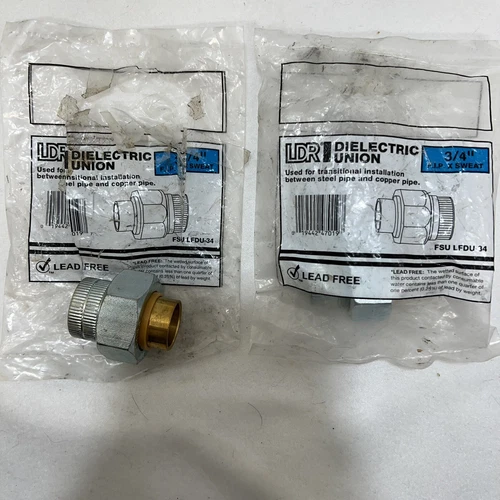 Plumbing pipe Dielectric Union 3/4 FIP to 3/4 Sweat cup FSU LFDU-34-LDR:TWO EACH
