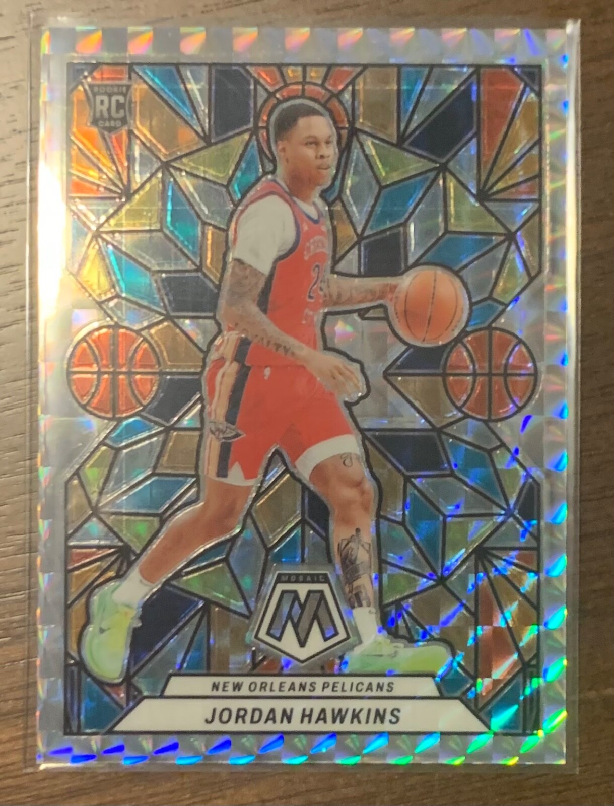 2023-24 Panini Mosaic Jordan Hawkins #22 RC Rookie Stained Glass Case Hit SSP