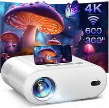 4K Mini Projector with Wifi & Bluetooth, Native 1080P Home Theater Movie Project